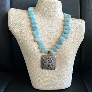 Boho vintage amazonite necklace 20”